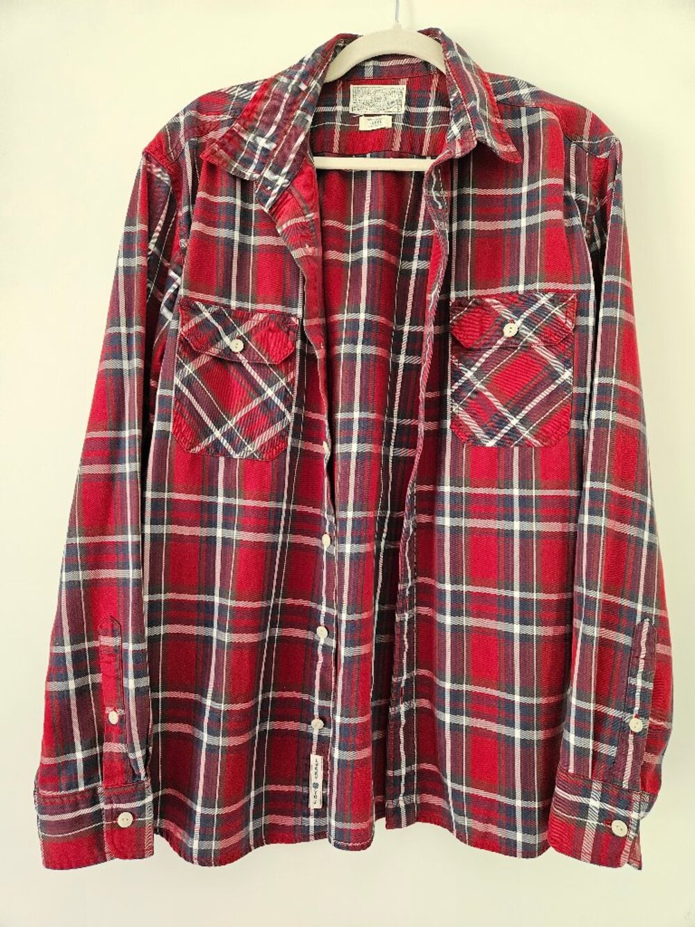 Lucky You Button-Down Plaid Shirt Men's Size L